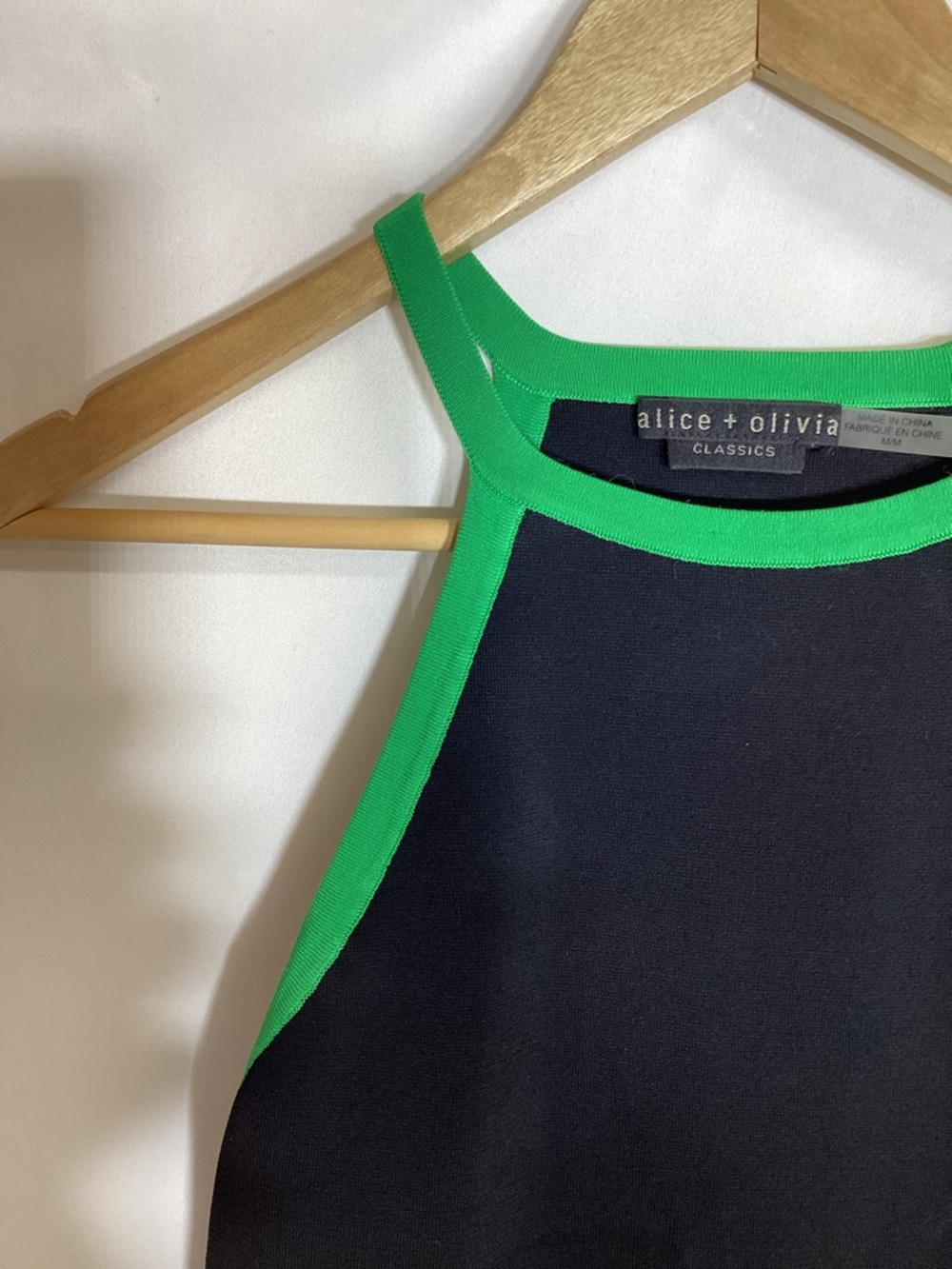 ALICE + OLIVA HIEDI HALTER TOP Black and Garden Green Size M - Picture 9 of 11